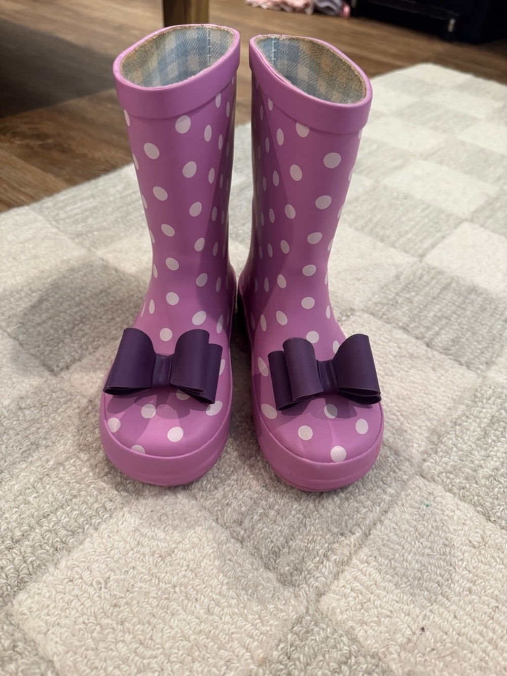 SweetHoney Purple Polka Dot Kids Rain Boots with Bow Accent
